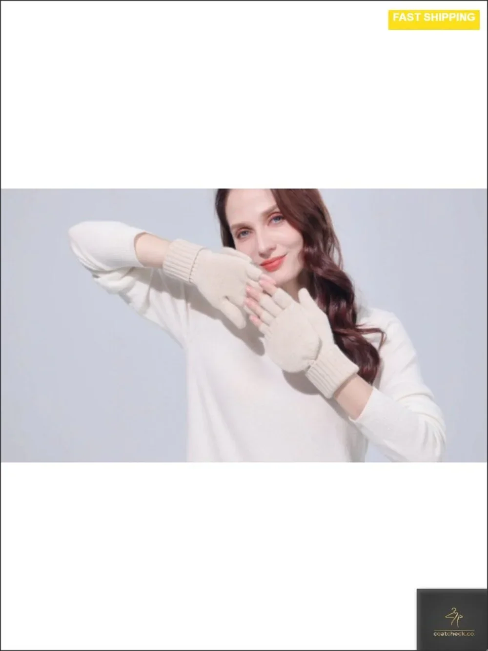 100% Cashmere Fingerless Gloves Convertible Mittens Women